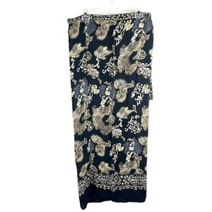 NEW- Wrap Around, Waist Tie, Floral, Scroll Design Hem Long Maxi Dress One Size